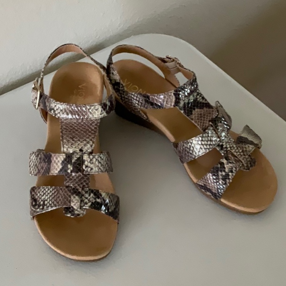 Snake skin wedge sandals